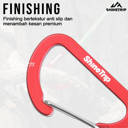 SHINETRIP Carabiner D-Type No 4 Aluminum Keychain Access Gantungan Kunci Camping Hiking Outdoor