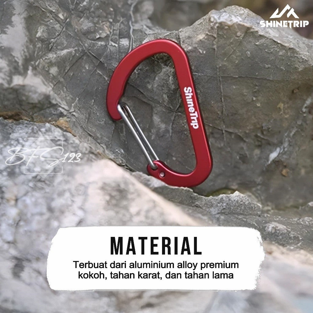SHINETRIP Carabiner D-Type No 4 Aluminum Keychain Access Gantungan Kunci Camping Hiking Outdoor