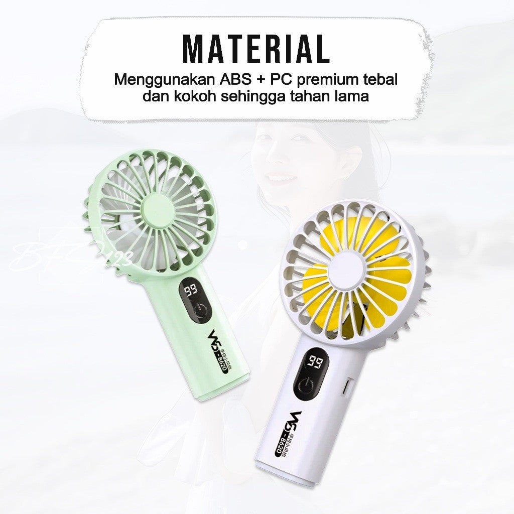 Kipas Tangan Portable 1200 mAh WS-8620 Wushang Mini Fan 3 High-speed USB Rechargeable Kipas Genggam Travel Outdoor