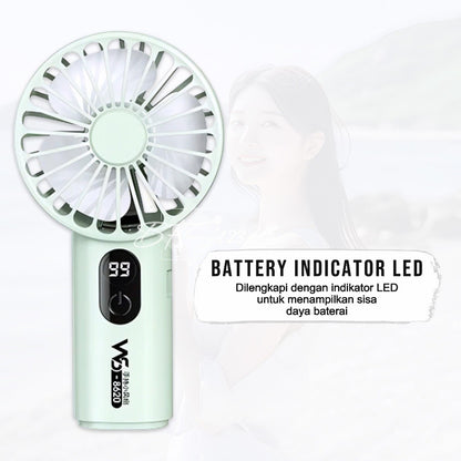 Kipas Tangan Portable 1200 mAh WS-8620 Wushang Mini Fan 3 High-speed USB Rechargeable Kipas Genggam Travel Outdoor