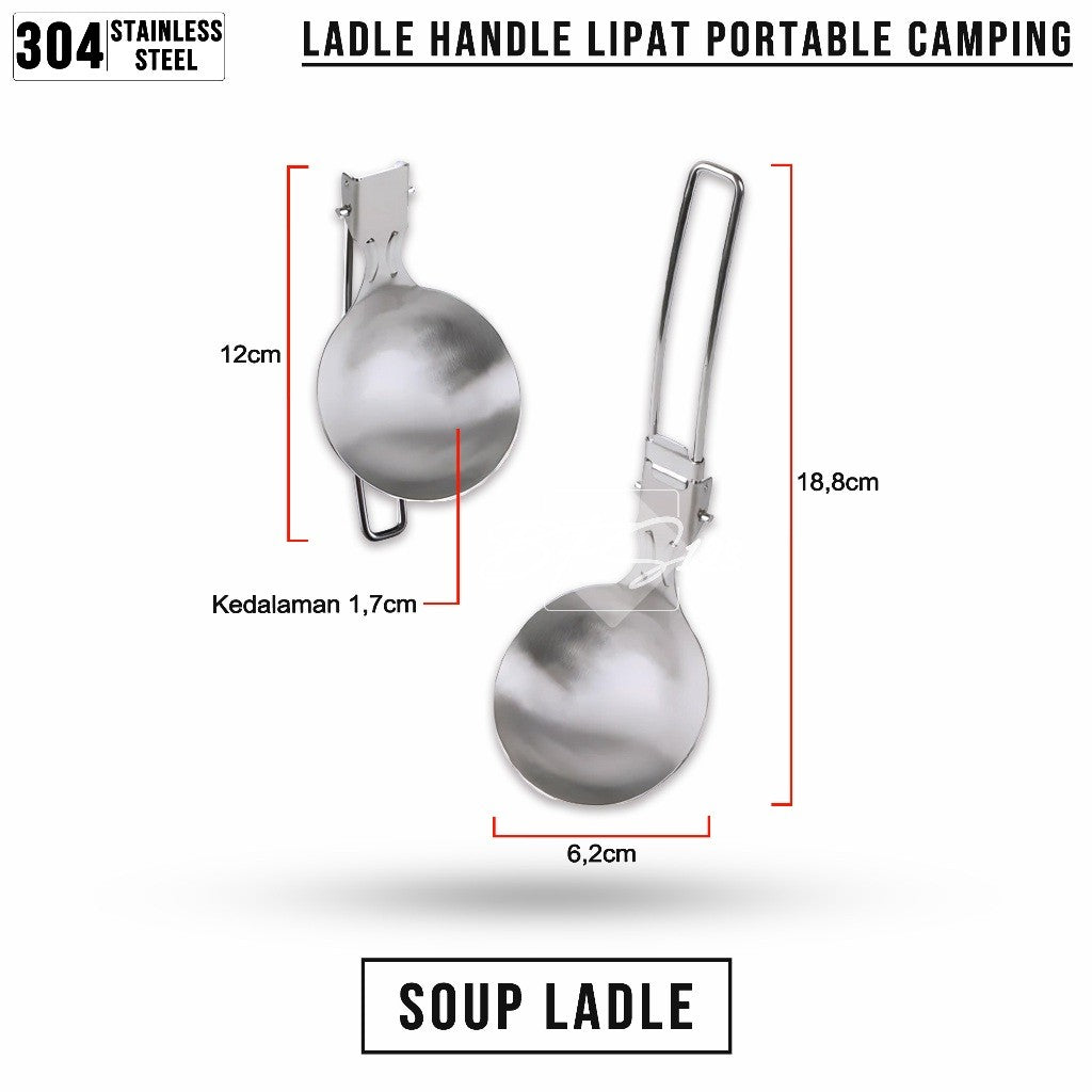 Soup Ladle Handle Lipat Centong Sayur Kuah Alat Masak Portable Stainless Steel Camping Outdoor Hiking