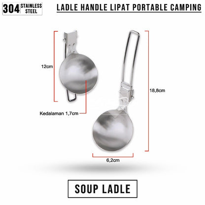 Soup Ladle Handle Lipat Centong Sayur Kuah Alat Masak Portable Stainless Steel Camping Outdoor Hiking