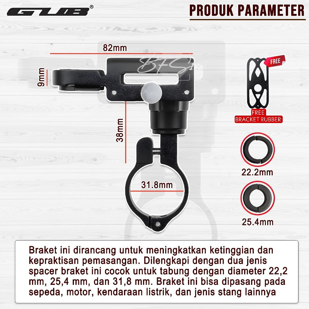 Paket GUB P30 / GUB P30 PRO Phone Holder + Bracket Spion MOTOWOLF ORIGINAL