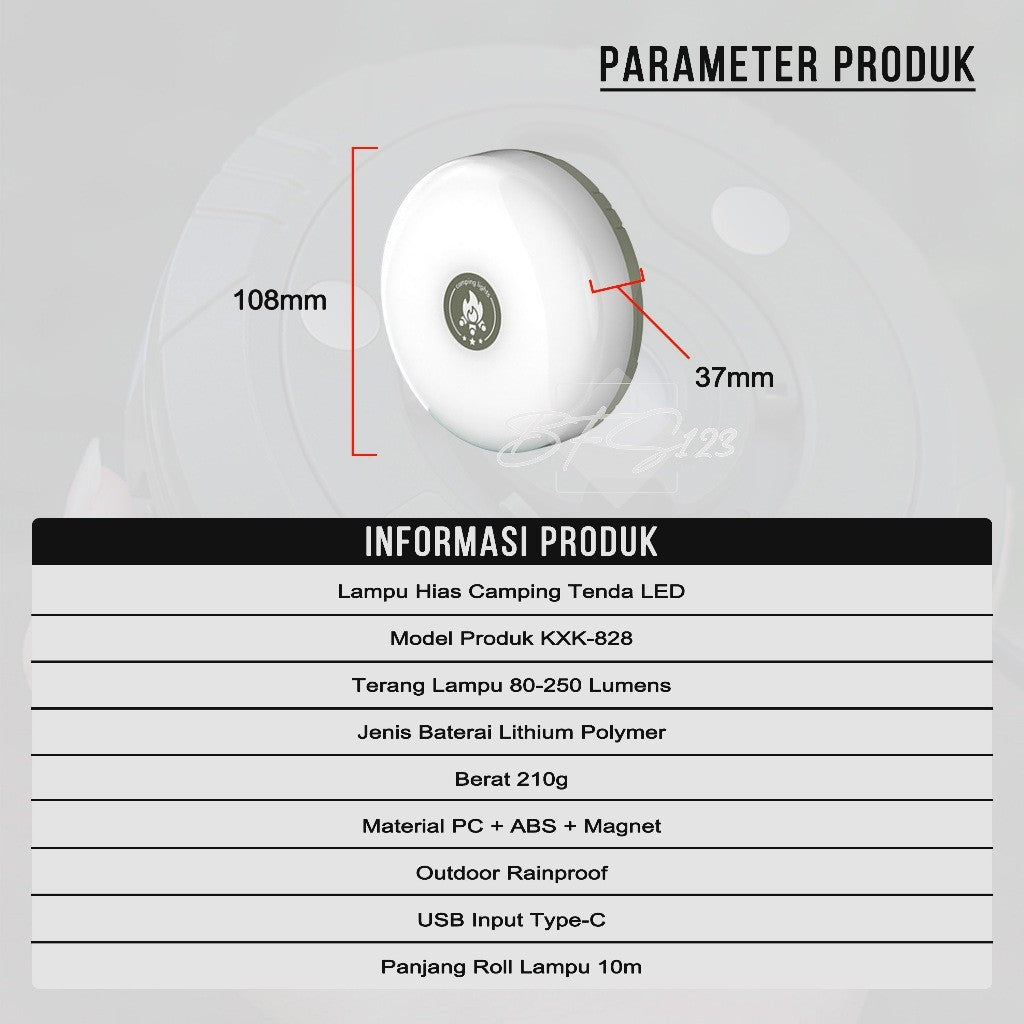 Lampu Camping LED String Light 2 in 1 10M Lampu Tenda Camping Waterproof USB Type C Lampu Hias Outdoor