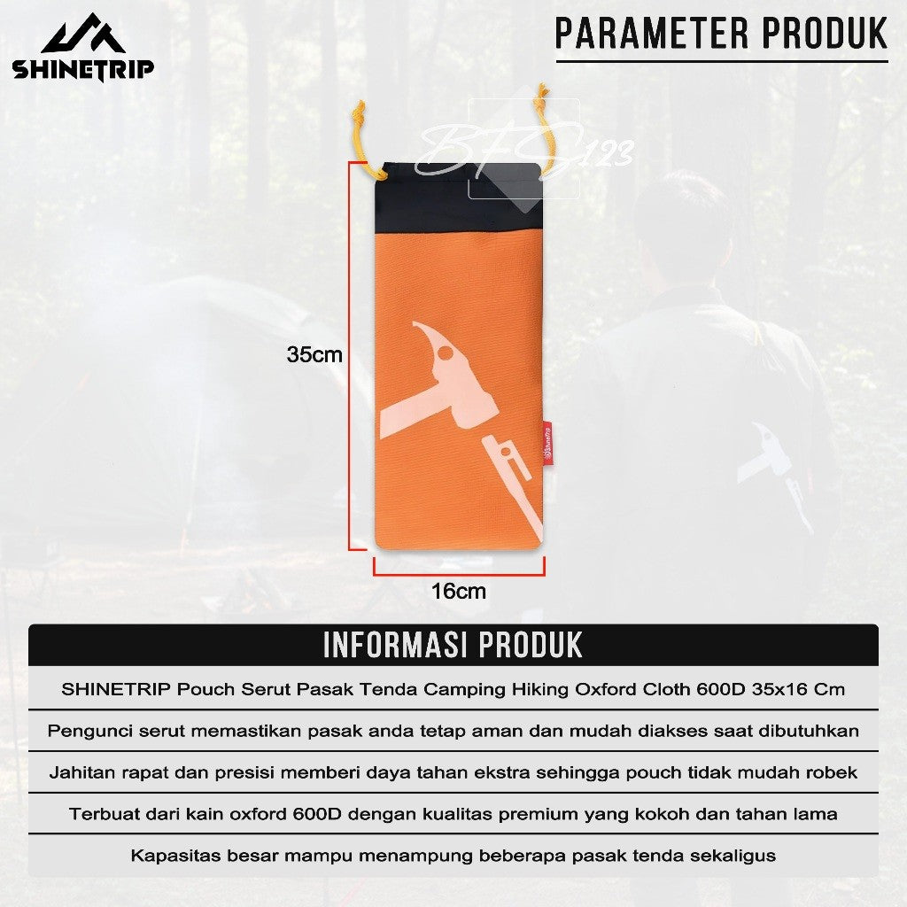 SHINETRIP Pouch Serut Pasak Tenda Camping Hiking Oxford Cloth 600D 36x16 Cm Kantong Pouch Outdoor