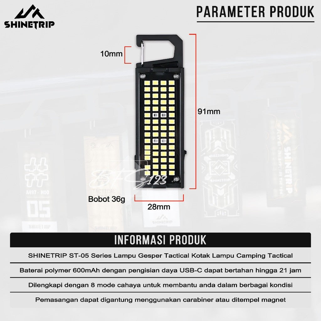 SHINETRIP ST-05 Series Lampu Gesper Tactical Kotak Lampu Camping Tactical Emblem Light Outdoor