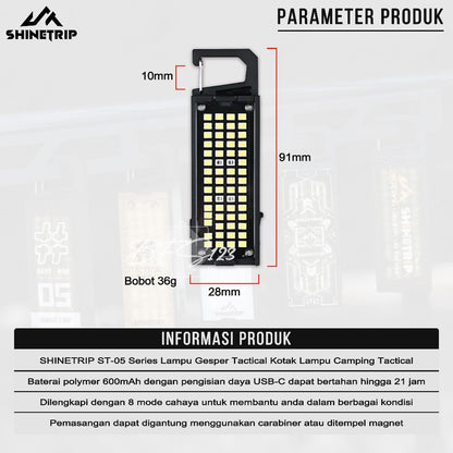 SHINETRIP ST-05 Series Lampu Gesper Tactical Kotak Lampu Camping Tactical Emblem Light Outdoor
