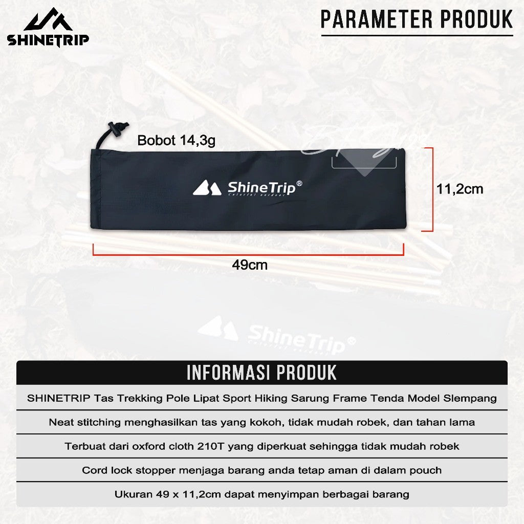 SHINETRIP Tas Trekking Pole Lipat Sport Running Hiking Sarung Frame Tenda Oxford Cloth 210T Camping Outdoor