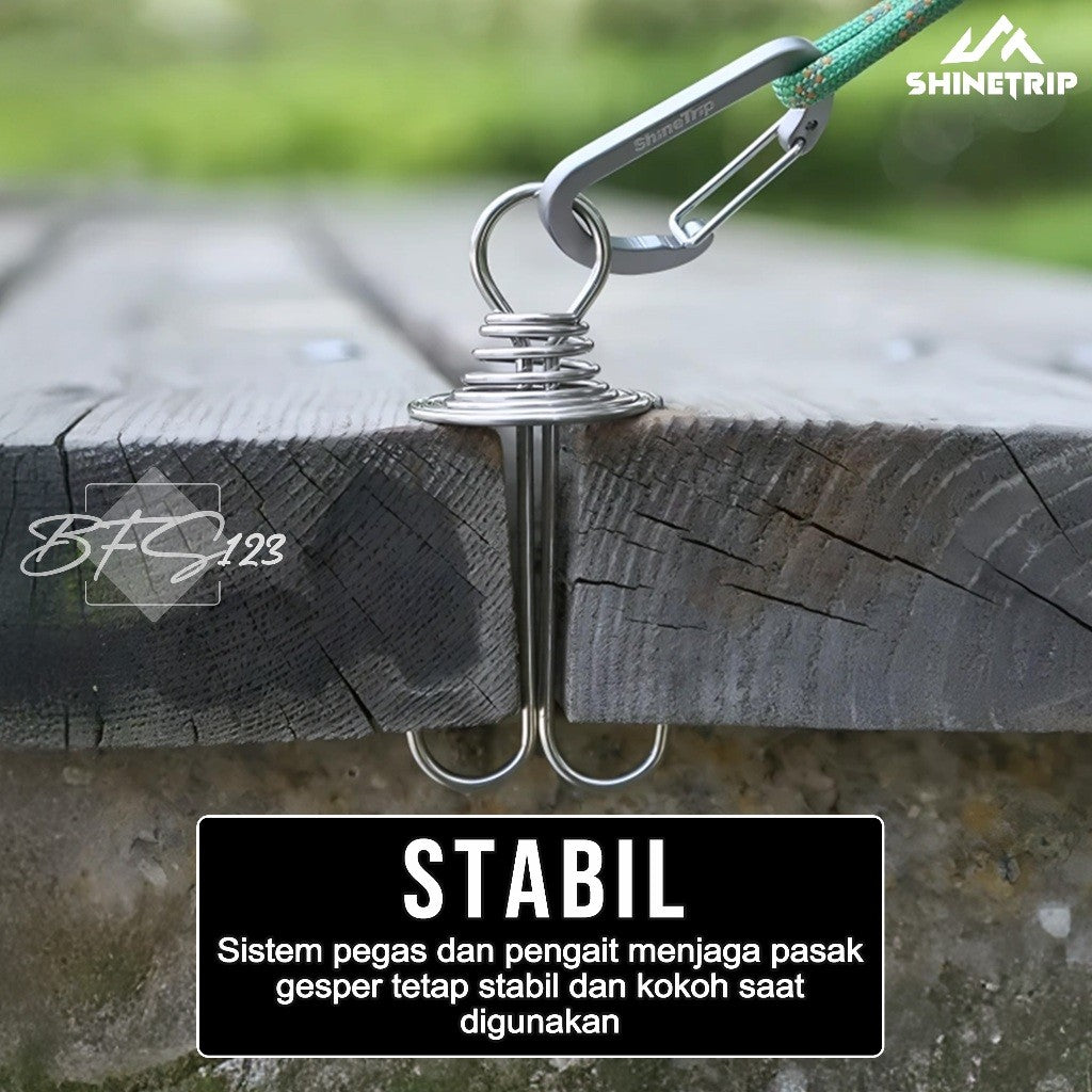 SHINETRIP Pasak Gesper Tali Nail Fish Buckle Model Per Stainless Carabiner Aluminium Gesper Kait Kayu Camping Outdoor