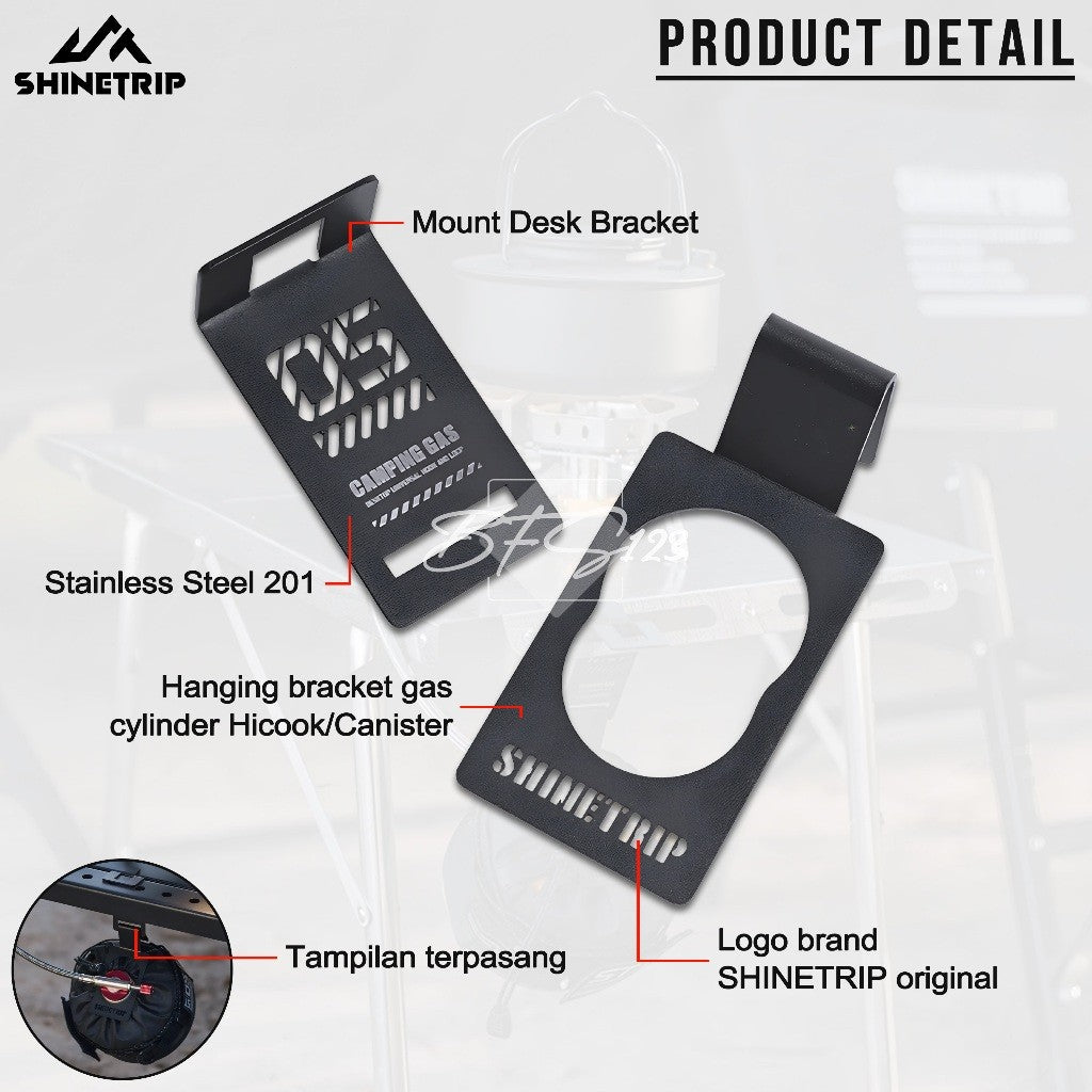 SHINETRIP Bracket Hanging Kaleng Canister Hicook Clamp Dudukan Kaleng Meja Anti Slip Camping Outdoor