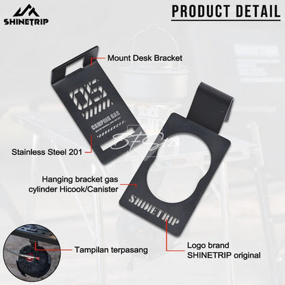 SHINETRIP Bracket Hanging Kaleng Canister Hicook Clamp Dudukan Kaleng Meja Anti Slip Camping Outdoor