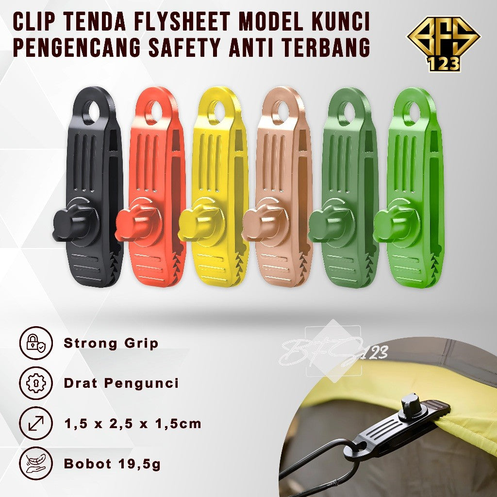 Klip Tali Tenda Flysheet Model Kunci Pengencang Safety Anti terbang Camping Hiking