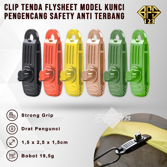Klip Tali Tenda Flysheet Model Kunci Pengencang Safety Anti terbang Camping Hiking