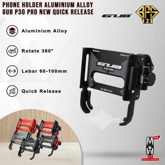 GUB P30 PRO NEW Quick Release Phone Holder HP Dudukan Ponsel Motor Sepeda Aluminium Aloy