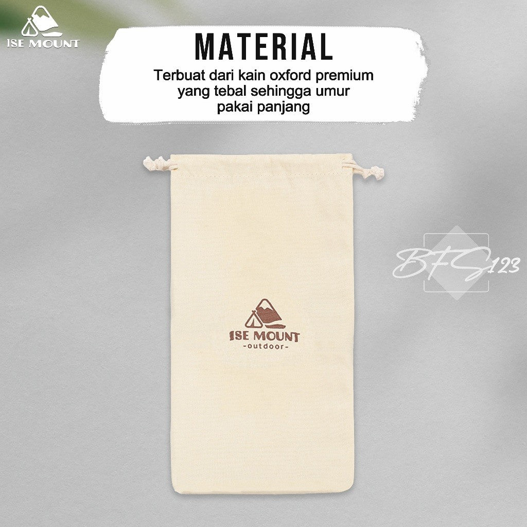 Ise Mount Pouch Penyimpanan Kantong Serut Peralatan Camping 26x13,8 Cm Outdoor