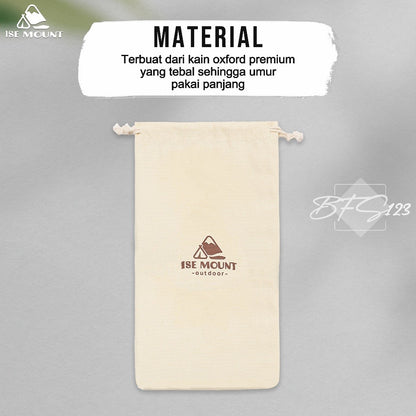 Ise Mount Pouch Penyimpanan Kantong Serut Peralatan Camping 26x13,8 Cm Outdoor