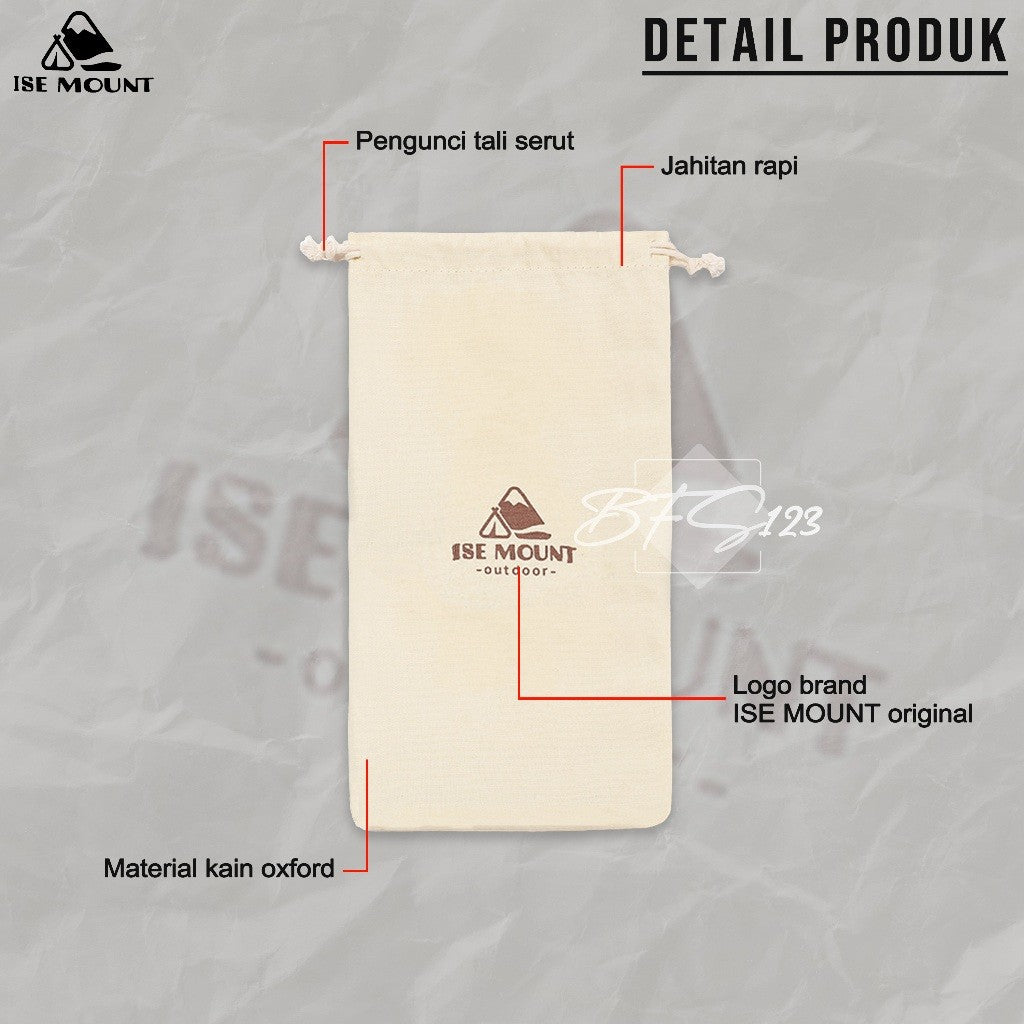 Ise Mount Pouch Penyimpanan Kantong Serut Peralatan Camping 26x13,8 Cm Outdoor
