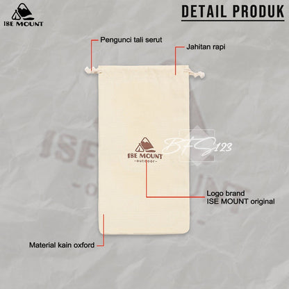 Ise Mount Pouch Penyimpanan Kantong Serut Peralatan Camping 26x13,8 Cm Outdoor