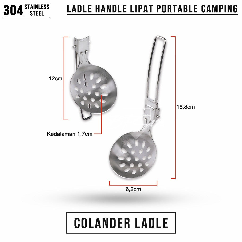 Soup Ladle Handle Lipat Centong Sayur Kuah Alat Masak Portable Stainless Steel Camping Outdoor Hiking