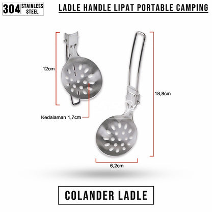 Soup Ladle Handle Lipat Centong Sayur Kuah Alat Masak Portable Stainless Steel Camping Outdoor Hiking