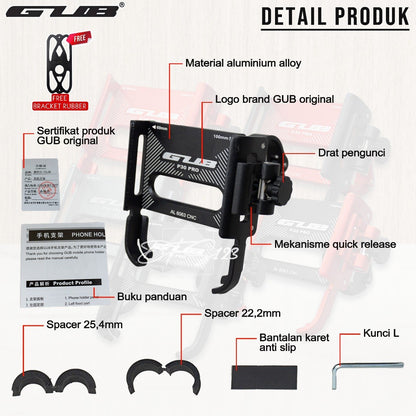 GUB P30 PRO NEW Quick Release Phone Holder HP Dudukan Ponsel Motor Sepeda Aluminium Aloy