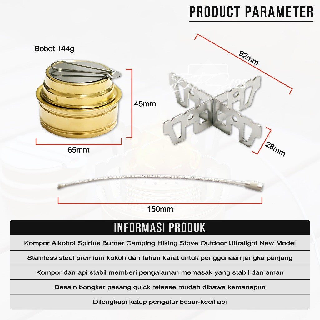 Kompor Alkohol Spirtus Burner Camping Hiking Stove Outdoor Ultralight New Model