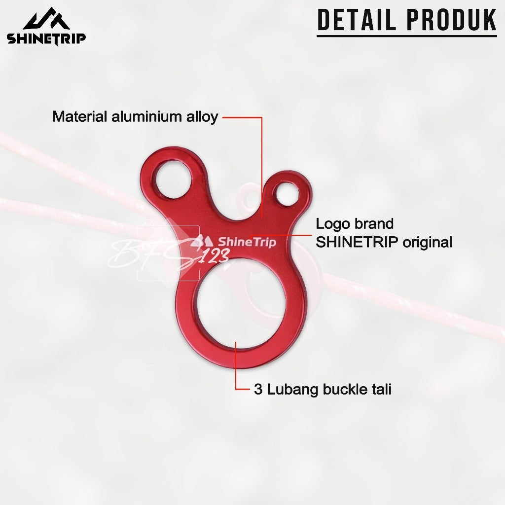 SHINETRIP Rope Stopper 3 Hole Aluminium Alloy Buckle Tali Prusik Pengencang Tali Tenda Flysheet Camping