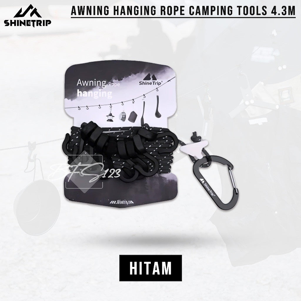 SHINETRIP Awning Hanging Rope Camping Tools 4.3M HOOK Carabiner Tali Gantung Peralatan Camping ST-Tarp A349 Outdoor