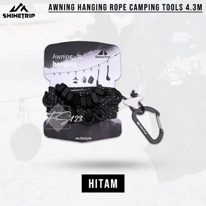 SHINETRIP Awning Hanging Rope Camping Tools 4.3M HOOK Carabiner Tali Gantung Peralatan Camping ST-Tarp A349 Outdoor