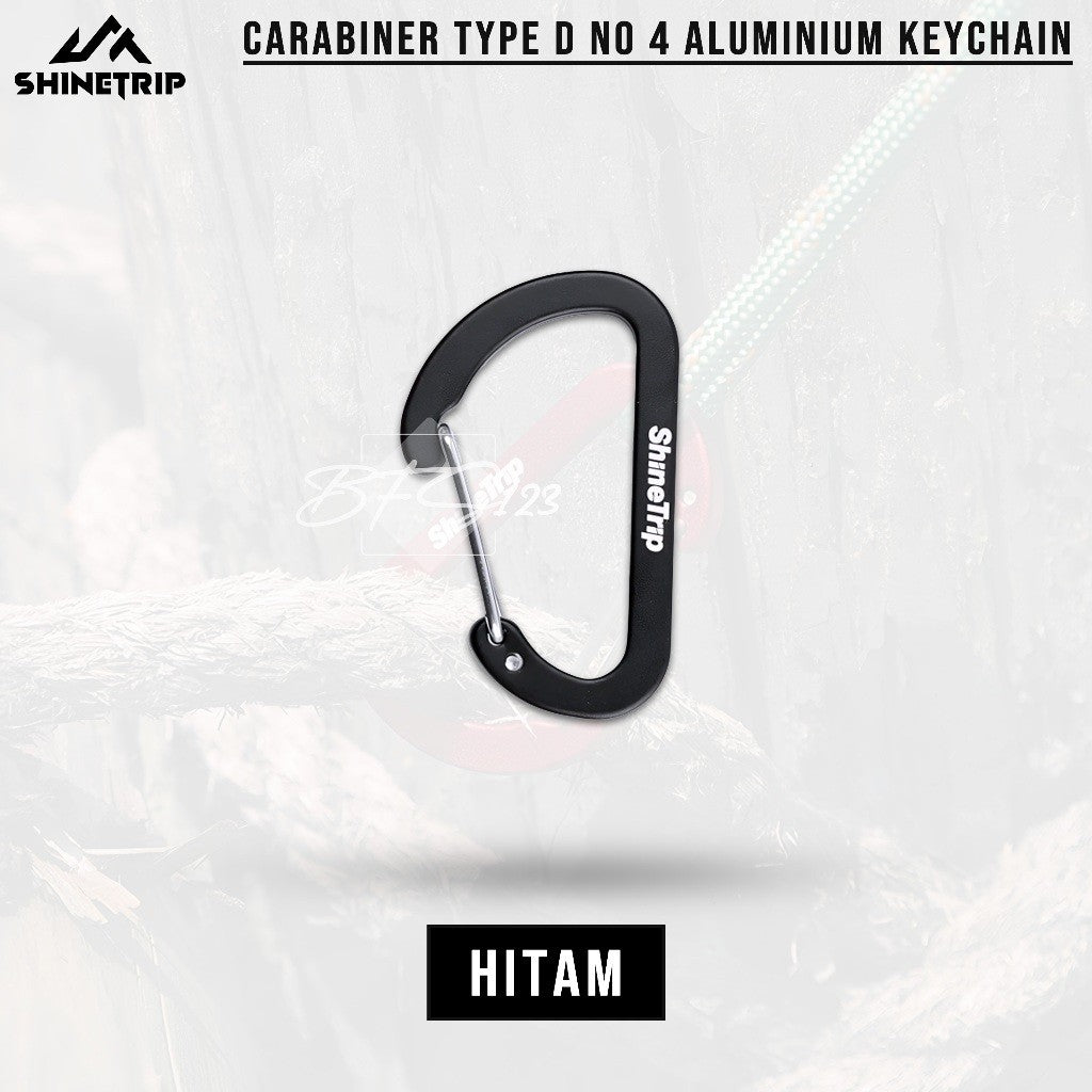 SHINETRIP Carabiner D-Type No 4 Aluminum Keychain Access Gantungan Kunci Camping Hiking Outdoor