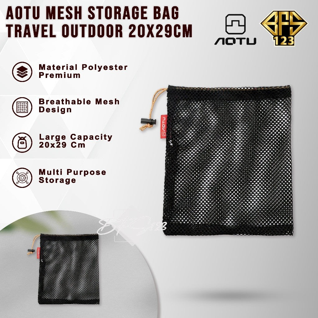 AOTU Mesh Bag Tas Jaring Serbaguna 20x29cm Travel Camping Hiking Storage