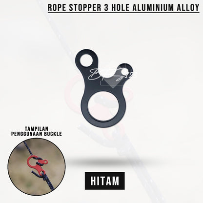 Rope Stopper 3 Hole Aluminium Alloy Polos Rope Buckle Pengencang Tali Flysheet Camping