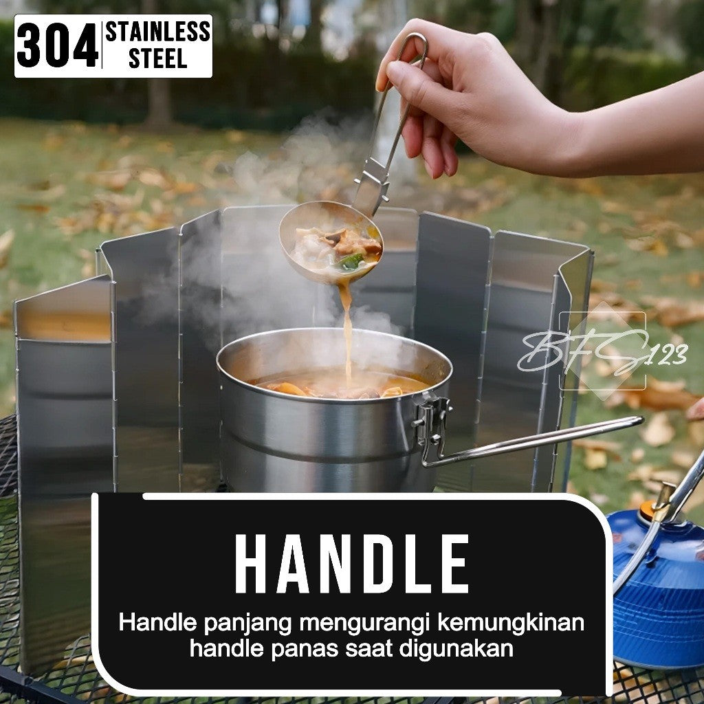 Soup Ladle Handle Lipat Centong Sayur Kuah Alat Masak Portable Stainless Steel Camping Outdoor Hiking