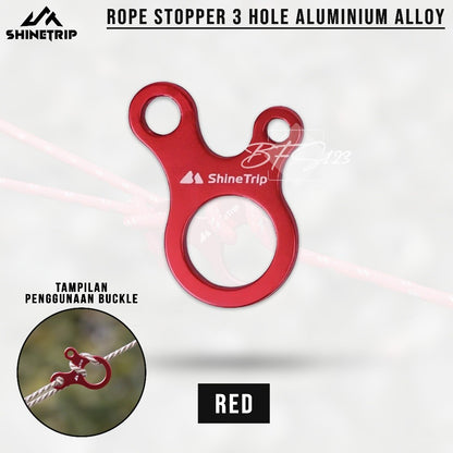 SHINETRIP Rope Stopper 3 Hole Aluminium Alloy Buckle Tali Prusik Pengencang Tali Tenda Flysheet Camping