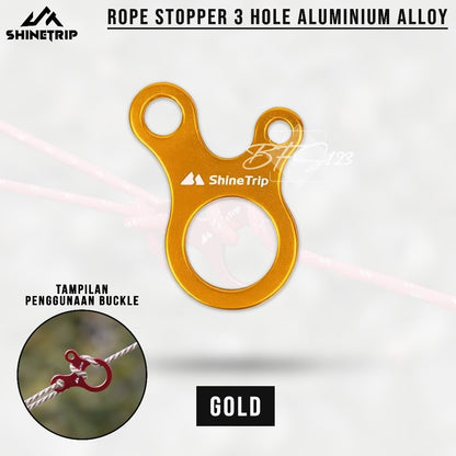 SHINETRIP Rope Stopper 3 Hole Aluminium Alloy Buckle Tali Prusik Pengencang Tali Tenda Flysheet Camping