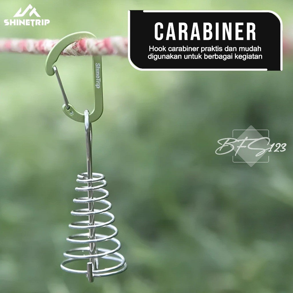 SHINETRIP Pasak Gesper Tali Nail Fish Buckle Model Per Stainless Carabiner Aluminium Gesper Kait Kayu Camping Outdoor