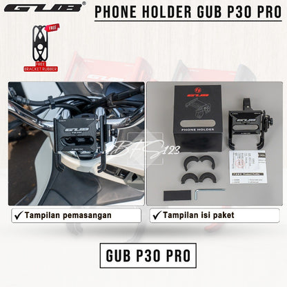 GUB P30 PRO NEW Quick Release Phone Holder HP Dudukan Ponsel Motor Sepeda Aluminium Aloy