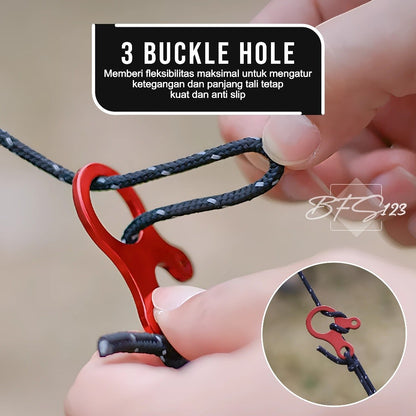 Rope Stopper 3 Hole Aluminium Alloy Polos Rope Buckle Pengencang Tali Flysheet Camping