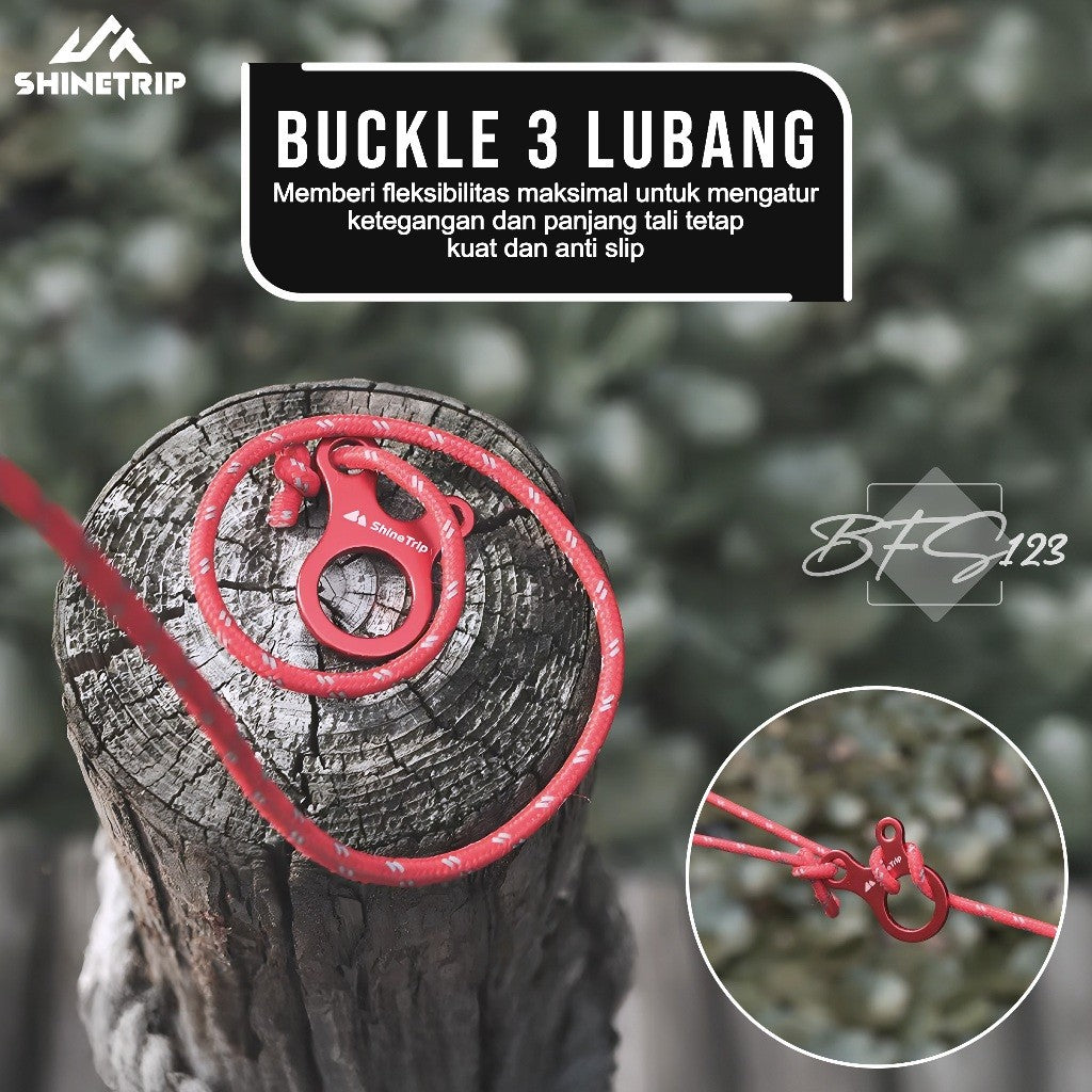 SHINETRIP Rope Stopper 3 Hole Aluminium Alloy Buckle Tali Prusik Pengencang Tali Tenda Flysheet Camping