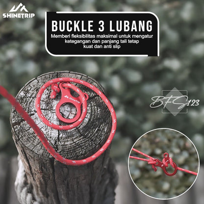 SHINETRIP Rope Stopper 3 Hole Aluminium Alloy Buckle Tali Prusik Pengencang Tali Tenda Flysheet Camping