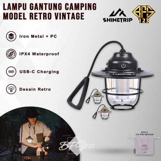 SHINETRIP Lampu Gantung Camping Retro Chandelier A473 Type-C IPX4 Lampu LED Retro Vintage Camping