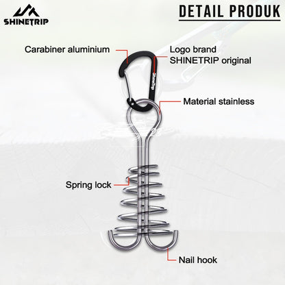 SHINETRIP Pasak Gesper Tali Nail Fish Buckle Model Per Stainless Carabiner Aluminium Gesper Kait Kayu Camping Outdoor