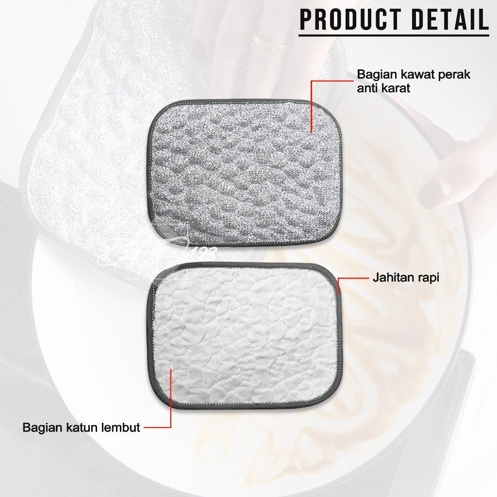 2 In 1 Sabut Kawat Cuci Piring Alas Panas Fry Pan Panci 16x12 cm Pembersih Peralatan Dapur Anti Karat