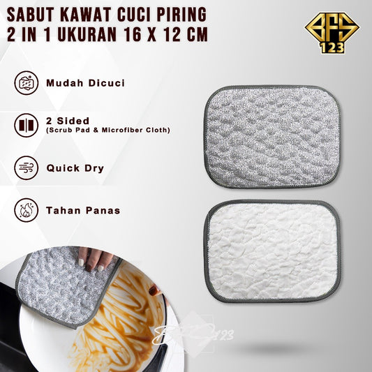 2 In 1 Sabut Kawat Cuci Piring Alas Panas Fry Pan Panci 16x12 cm Pembersih Peralatan Dapur Anti Karat