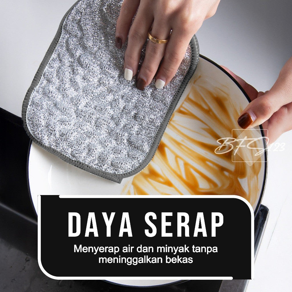 2 In 1 Sabut Kawat Cuci Piring Alas Panas Fry Pan Panci 16x12 cm Pembersih Peralatan Dapur Anti Karat