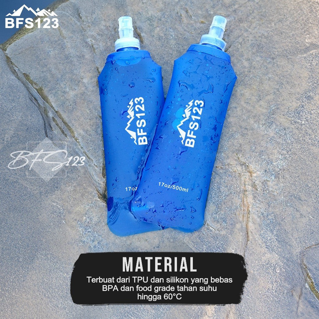 BFS123 Botol Minum Running Lipat Foldable Soft Flask 500 Ml BPA Free