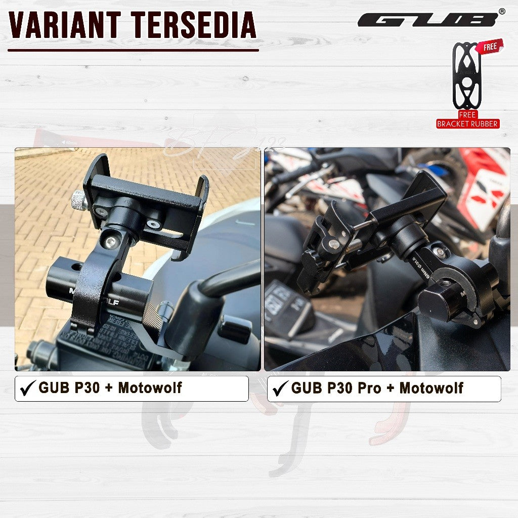 Paket GUB P30 / GUB P30 PRO Phone Holder + Bracket Spion MOTOWOLF ORIGINAL