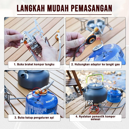 BFS123 Kompor Ultralight 3 Tungku 6800W Camping Stove Portable Hiking Model Gas Tabung Hicook Canister