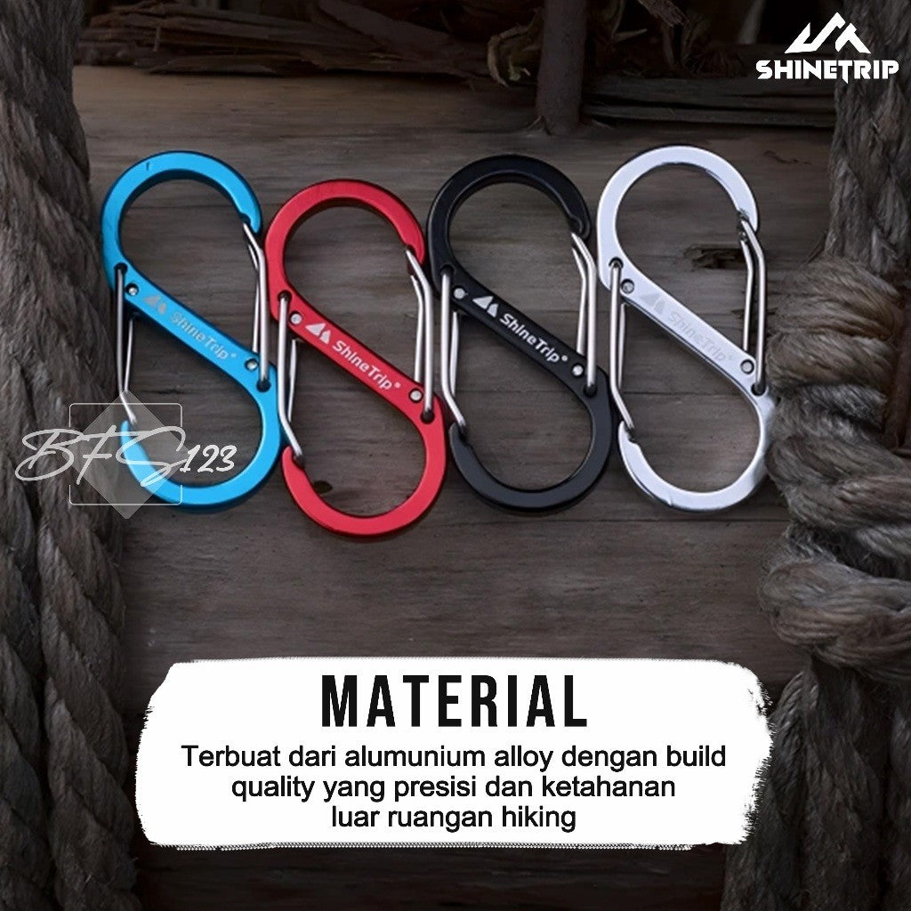 SHINETRIP Carabiner S Type Shape Aluminum Aksesoris Carabiner Multifungsi Camping Hiking Outdoor