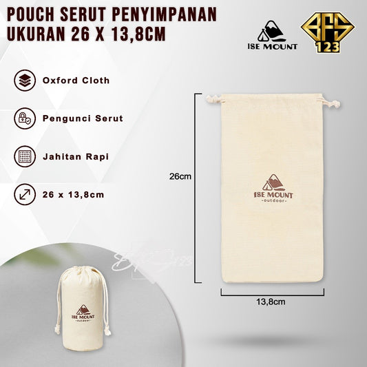 Ise Mount Pouch Penyimpanan Kantong Serut Peralatan Camping 26x13,8 Cm Outdoor